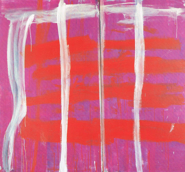 Pink Lines (Vertical) on Red and Purple